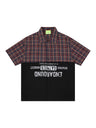 Color-blocked Patchwork Plaid Letter Printed Hip Hop Shirts