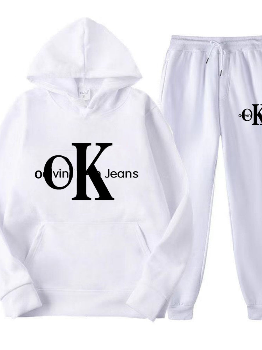 Sports Printed Hoodies Sweatpants 2-piece Sets