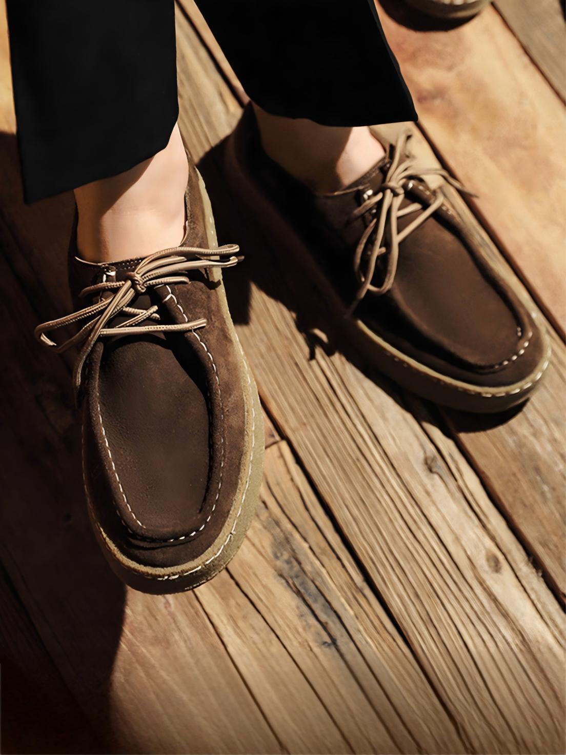 Outdoor Suede Lace-up Flat Shoes