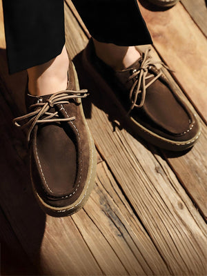 Outdoor Suede Lace-up Flat Shoes