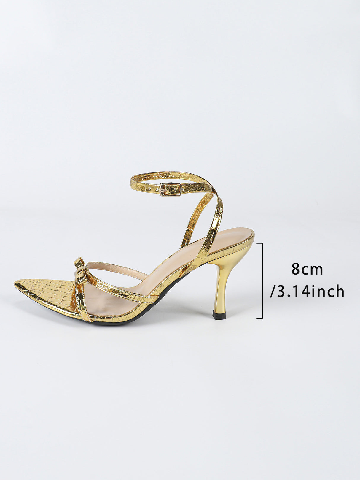 Gold Bow Strap High-heeled Sandals