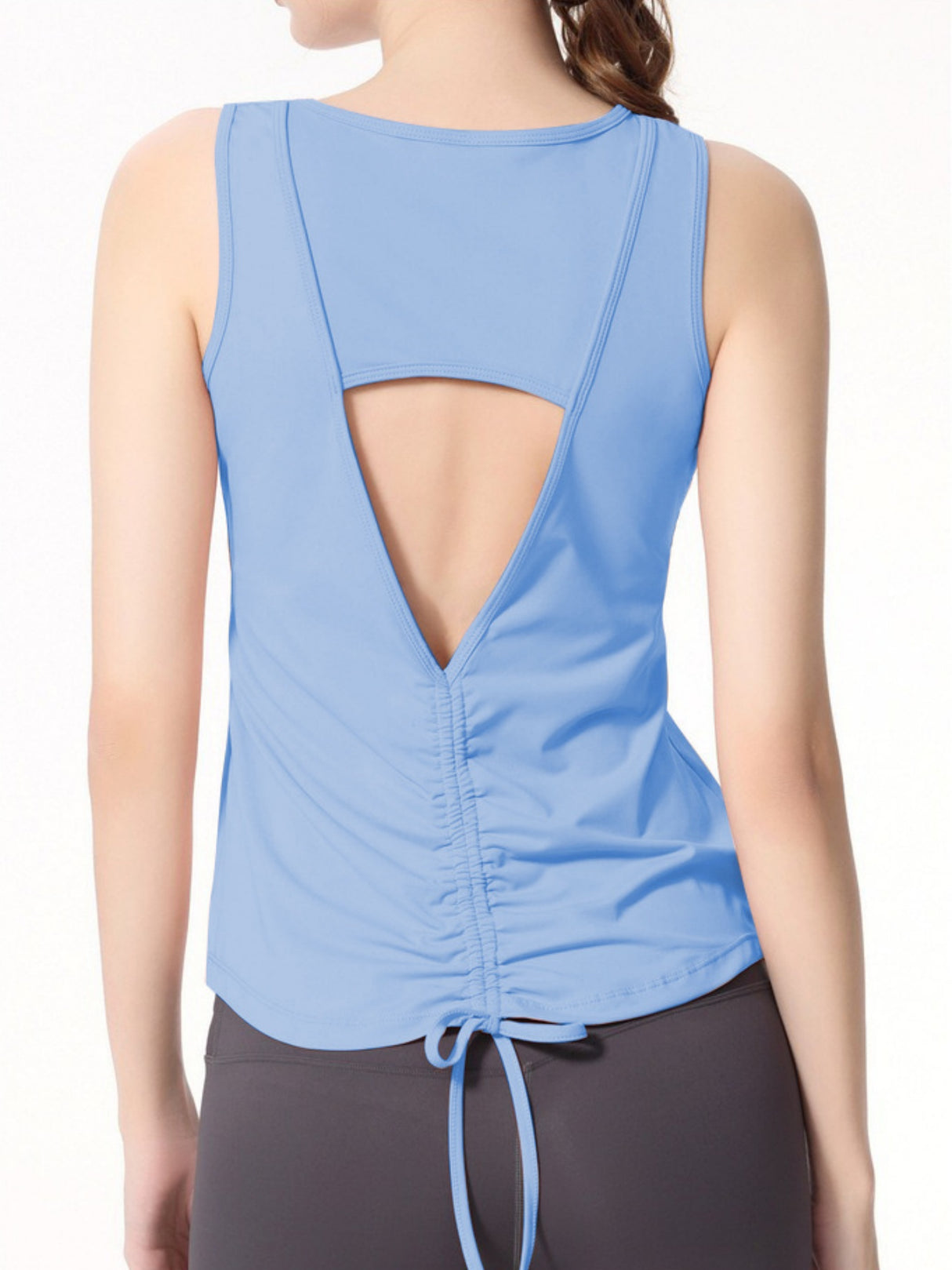 Quick-drying Cover-up Drawstring Open Back Sports Vest