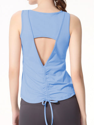 Quick-drying Cover-up Drawstring Open Back Sports Vest
