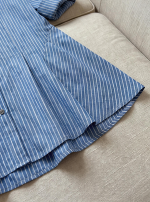 Korean Style Simple And Gentle Navy Striped Two-piece Set