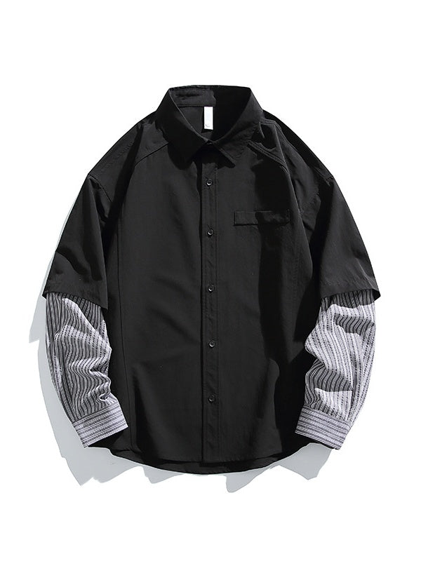 Stripes Cropped Layered-look Shirts