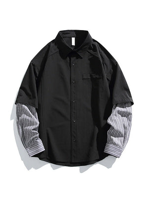 Stripes Cropped Layered-look Shirts