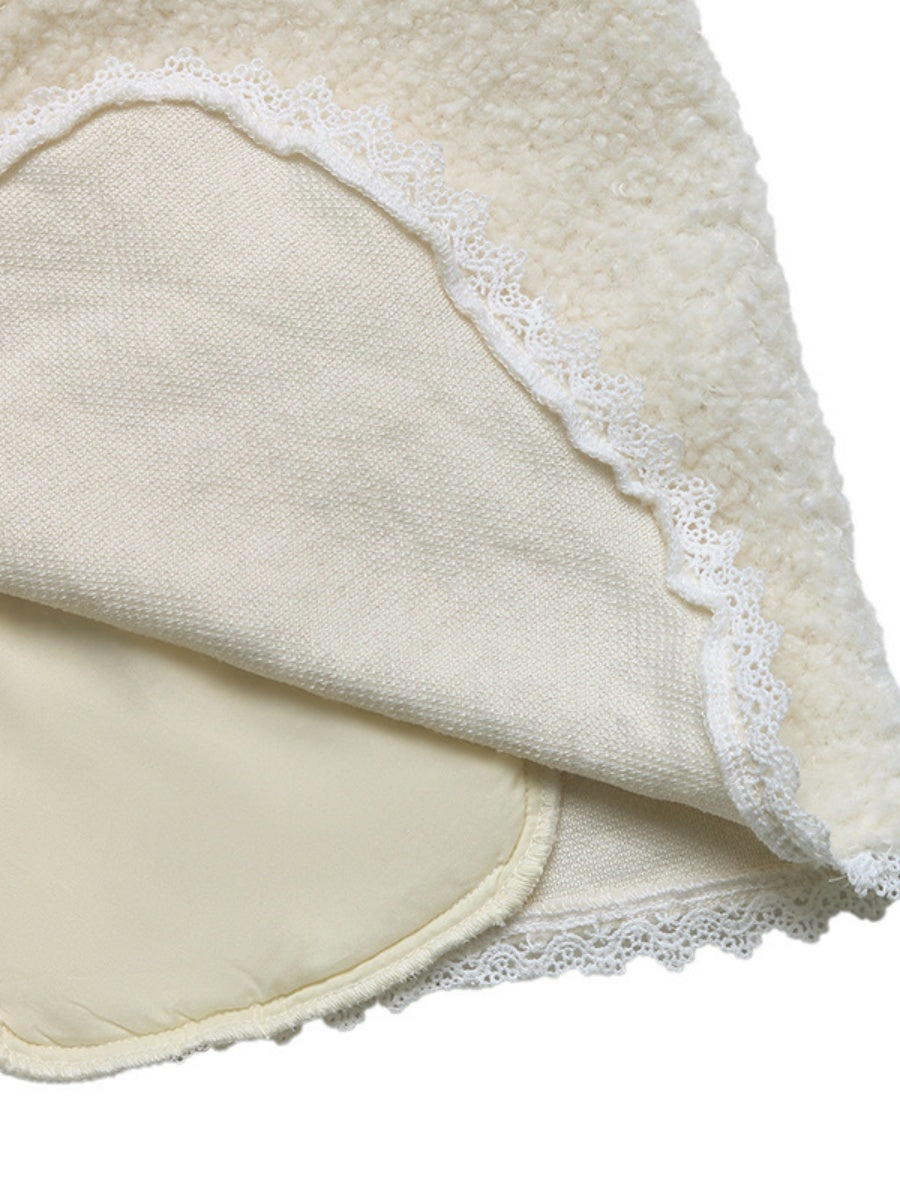 Splicing Buttons Off-white lace cardigan jacket