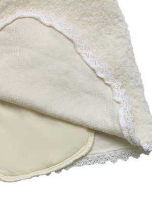 Splicing Buttons Off-white lace cardigan jacket