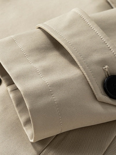 Black Khaki Multiple pockets Mid-length Trench Coats