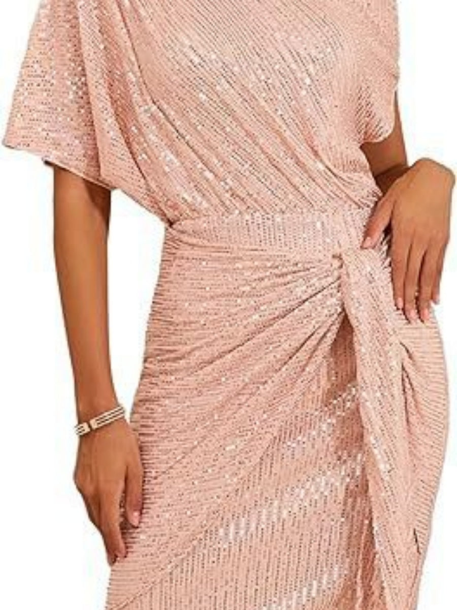Sloping Shoulders Sequins Bandage Parties Mini&Short Dresses