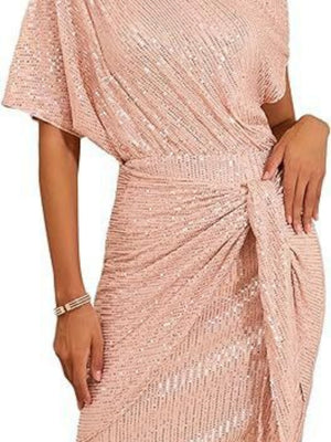 Sloping Shoulders Sequins Bandage Parties Mini&Short Dresses