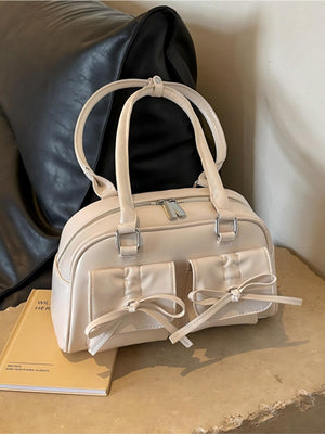 Bow-knot Horizontal Square Zipper Handbag