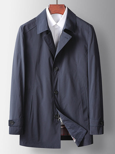Business Wrinkle-Free Mid-Length Trench Coat
