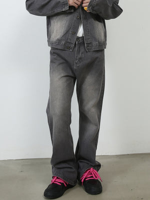 Retro Washed Denim Loose-fit Pants