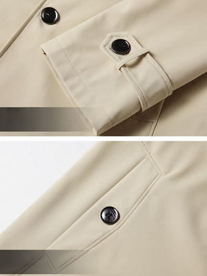 Business Notch-Lapel Single-Breasted Mid-Length Trench Coat