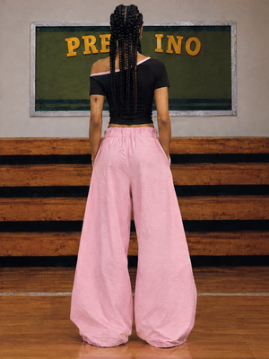 Casual Women's Street Style Drawstring Trousers, Loose And Fashionable, Waist-cinching Wide-leg Trousers, Floor-length Trousers