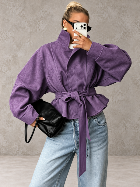 Belted Long-sleeved Coat For Autumn And Winter