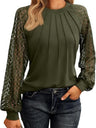 Lace Perspective Round Neck Long Sleeve T-shirts