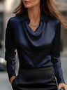 Satin Dangling Simple Long Sleeves Blouse