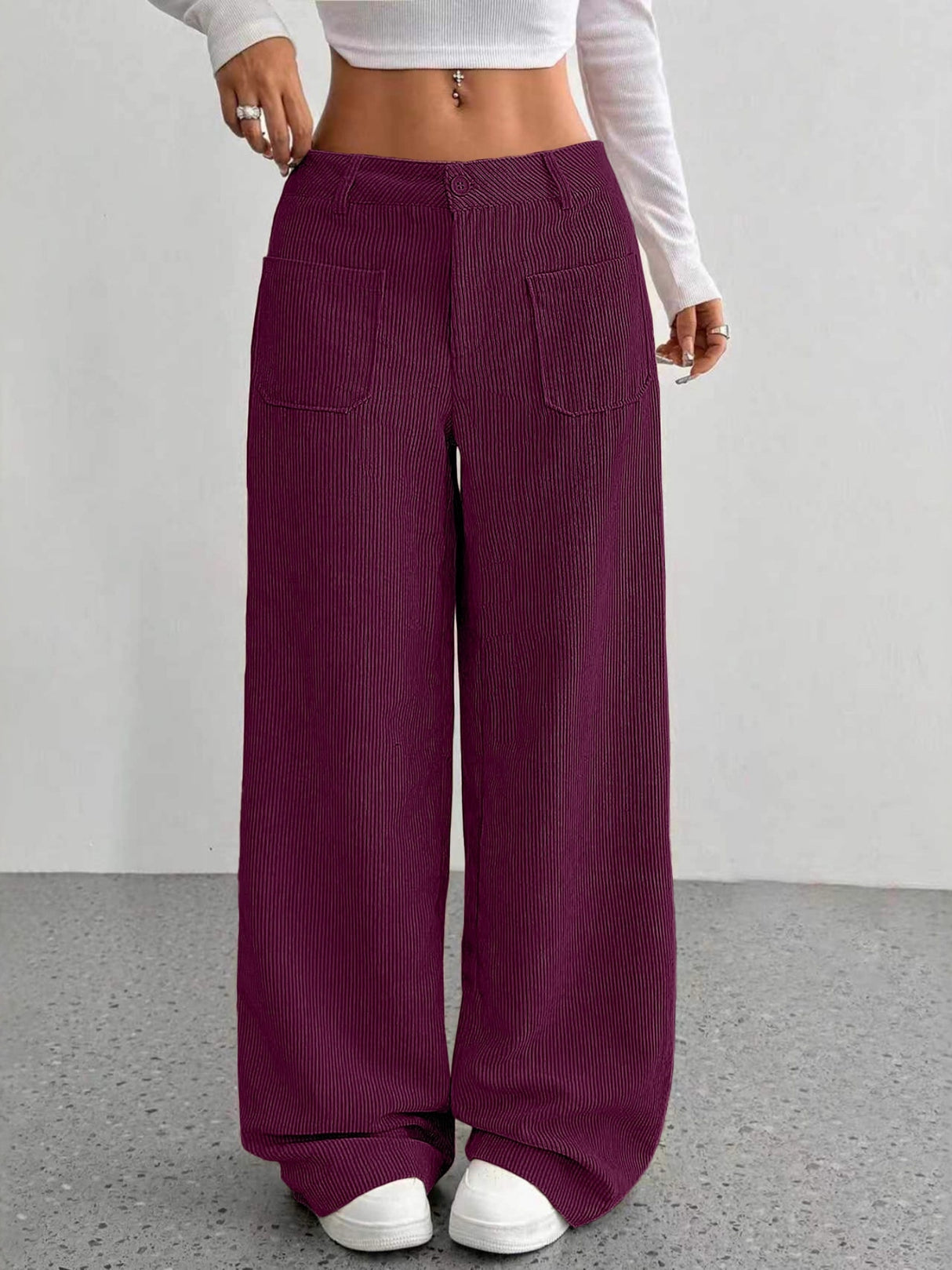 Pocket Loose Wide-leg Pants