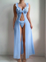 Long Spaghetti Strap Dress With Sheer Mesh Lace Backless Nightgown