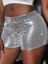 Sequins High Elasticity Hip Wrap Shorts