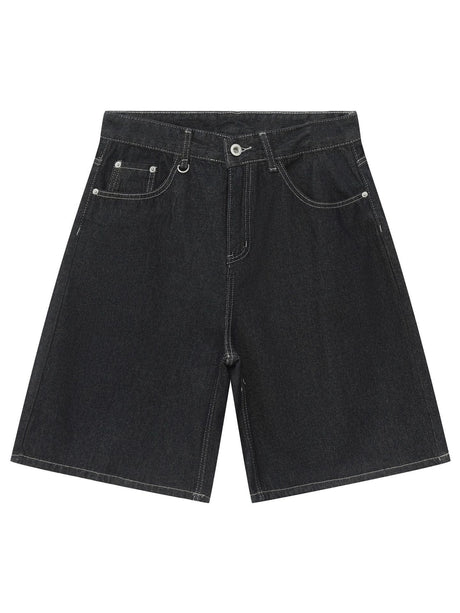 Retro Five Points Loose-fit Leisure Denim Shorts