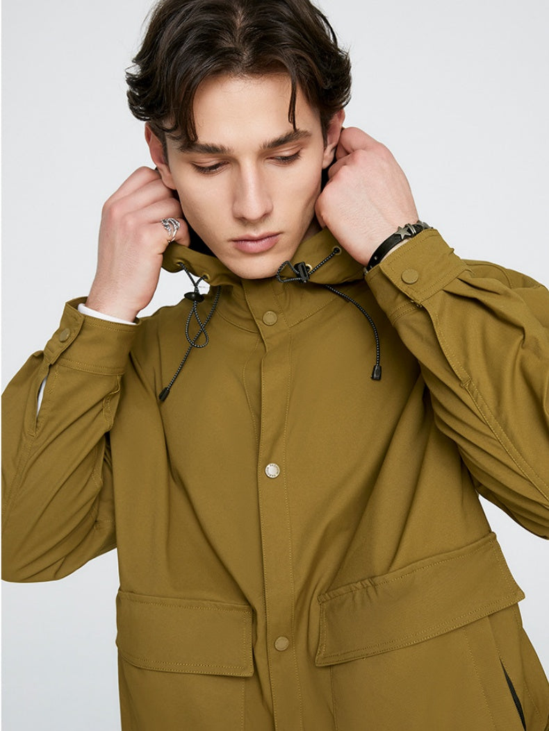 Water Proof Windproof Solid Color Hooded All-match Work Jacket