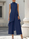 Commuting Temperament Sleeveless Top With Irregular Hem Straight-leg Trousers Set 2-piece Sets