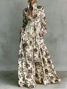 Long-sleeved Printed Maxi Dress