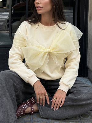 Bow Solid Color Sweaters
