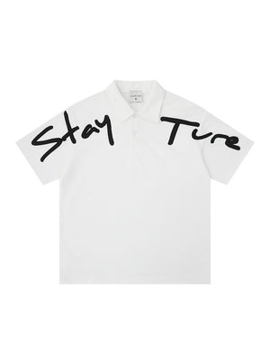 Letter Embroidery Ins Loose-fit POLO Shirt