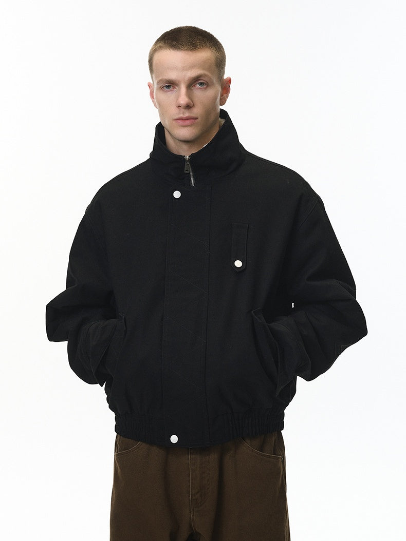 Removable Lapel Plush Contrasting Colors Jackets Coat