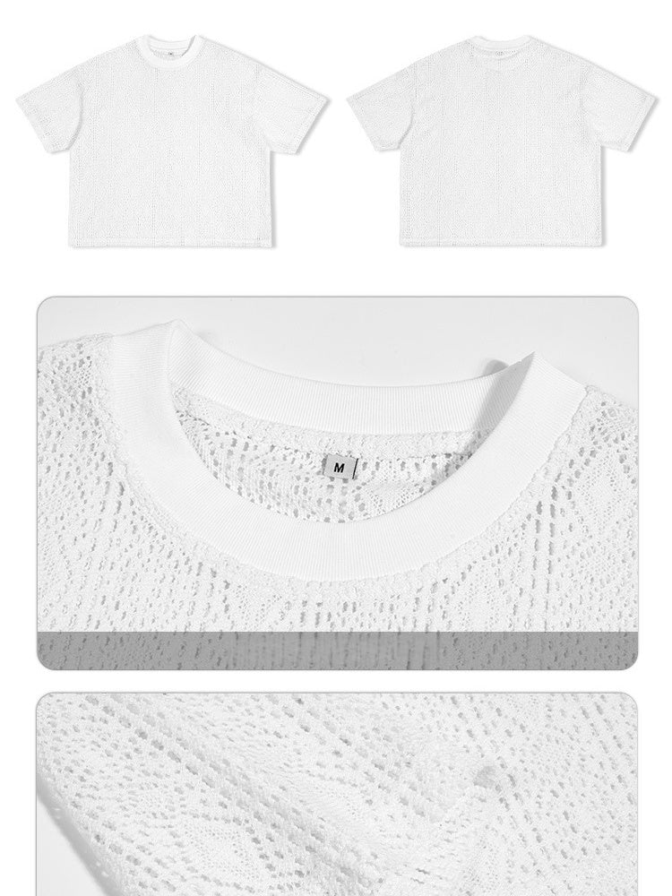 Liber Summer Men's Hollow pattern Floral T-shirts