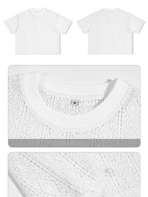 Liber Summer Men's Hollow pattern Floral T-shirts