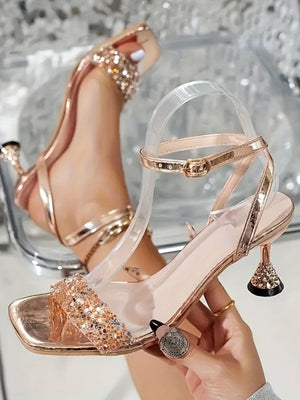 Sequined Strappy High-heeled Sandals