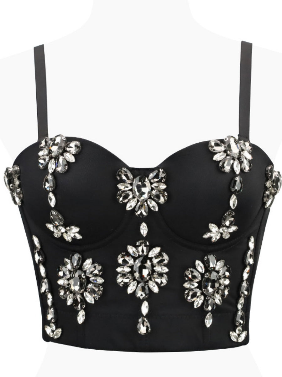 Débardeurs gainants à baleines en forme de diamant ornés de strass