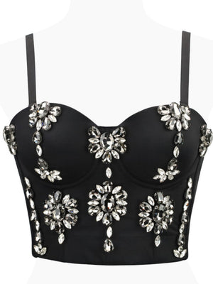 Débardeurs gainants à baleines en forme de diamant ornés de strass