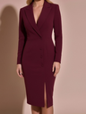 Long-sleeved Suit Collar Single-breasted Slim Fit Midi Dresses