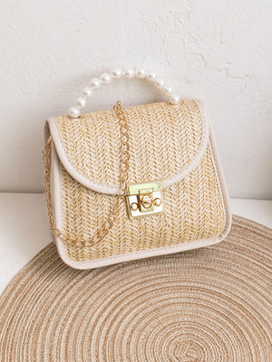 Vacation Straw Beaded Crossbody Bag