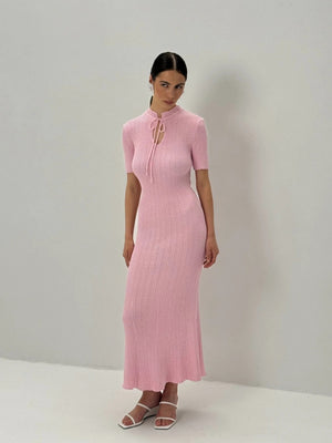 Hollow Knitting Crochet Jacquard Hip-hugging Short Sleeve Grace Maxi Dresses
