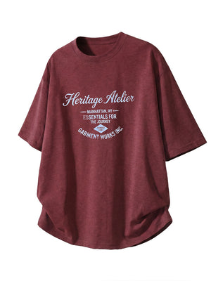 Distressed Mottled Letter Printed T-shirts