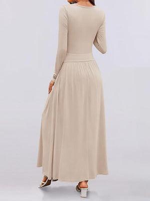 Liber Spring Women's Pocket Solid Color Maxi Dresses