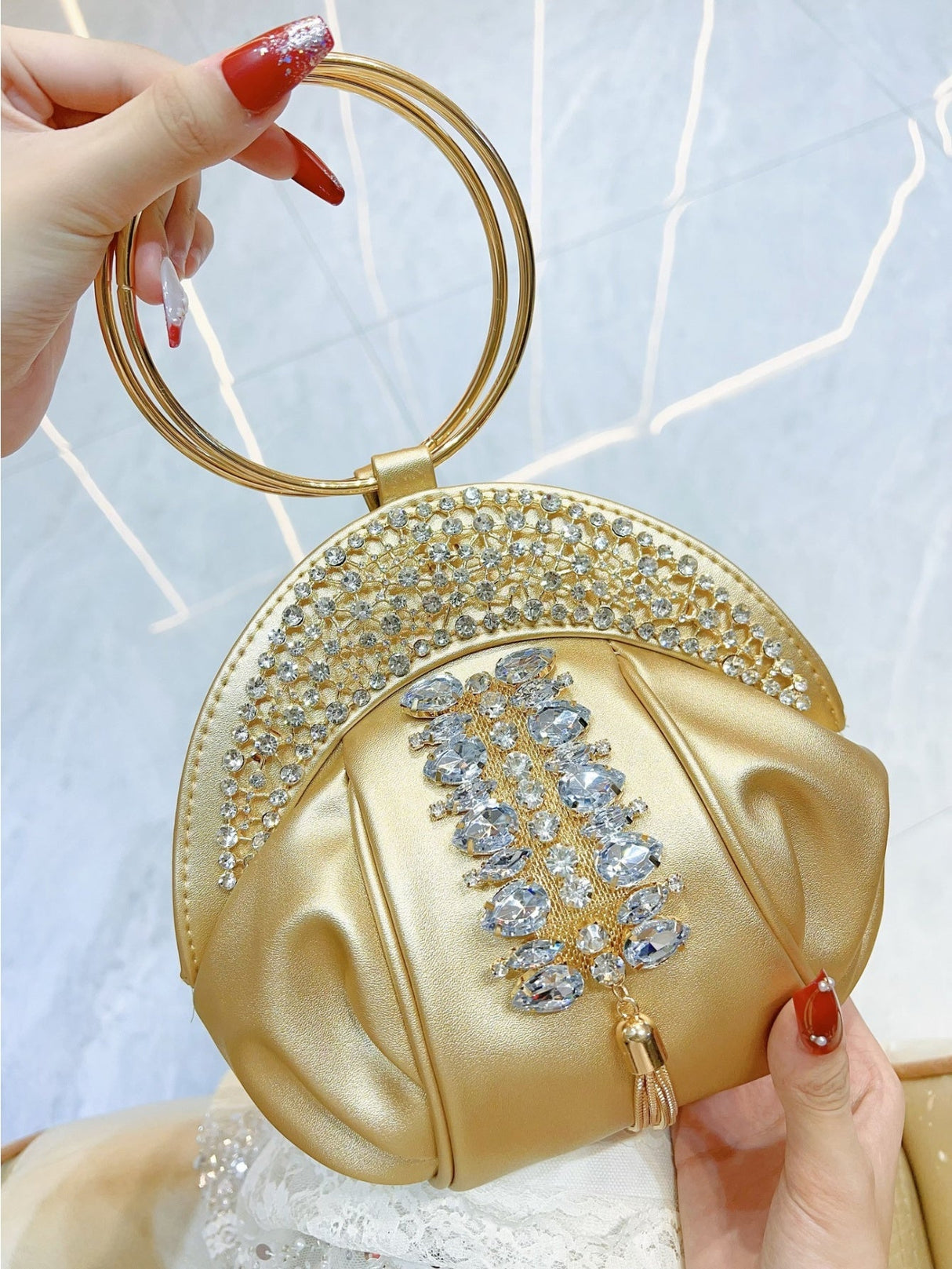 Liber Four Seasons ACC Pleated Diamond Cloud Bag