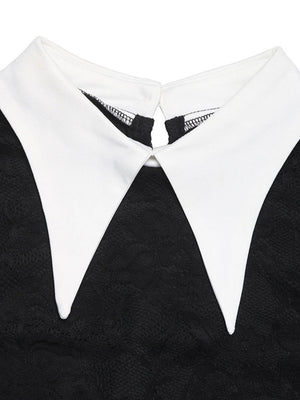 Lace Splicing Color-blocked Collar Slim-fit Hip-hugging Maxi Dresses