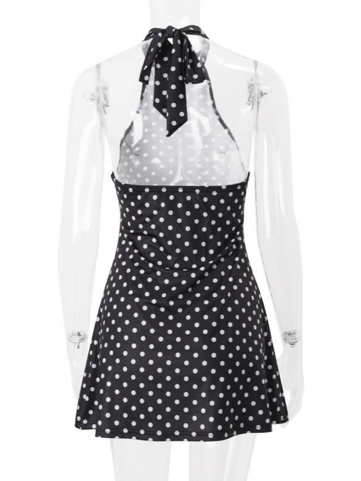 Polka Dots Neckband Backless Sweet Mini&Short Dresses