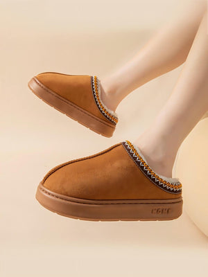 Solid Color Stitching Thick-soled Slippers