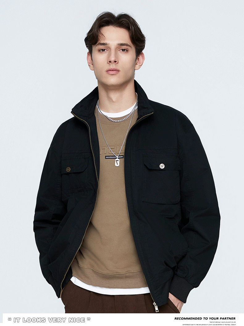 Thin Stand Collar Personality Outdoor All-match Work Jacket
