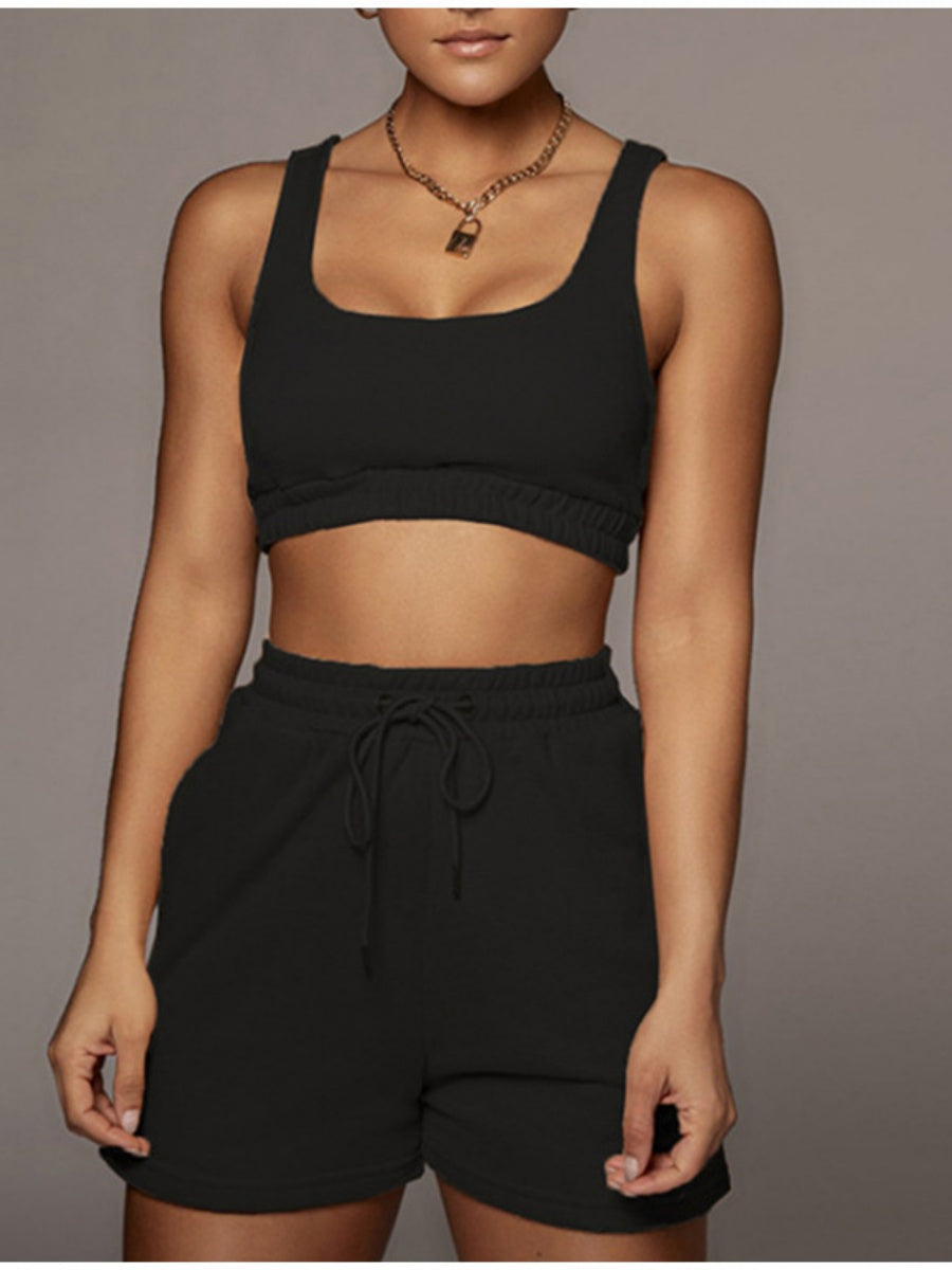 Liber Summer Women's Splicing Solid Color 2-piece Sets