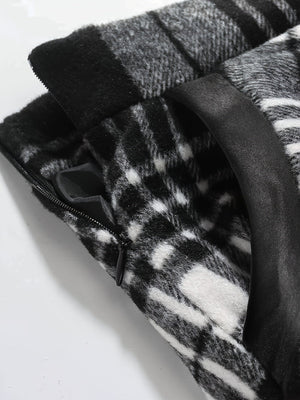 Plaid Woolen Cloth Big Pocket Long Umbrella Skirt Commuting Skirts
